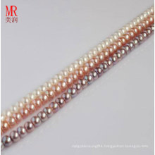 5-6mm White, Pink, Lavender Cultured Pearl Strand, Button Round